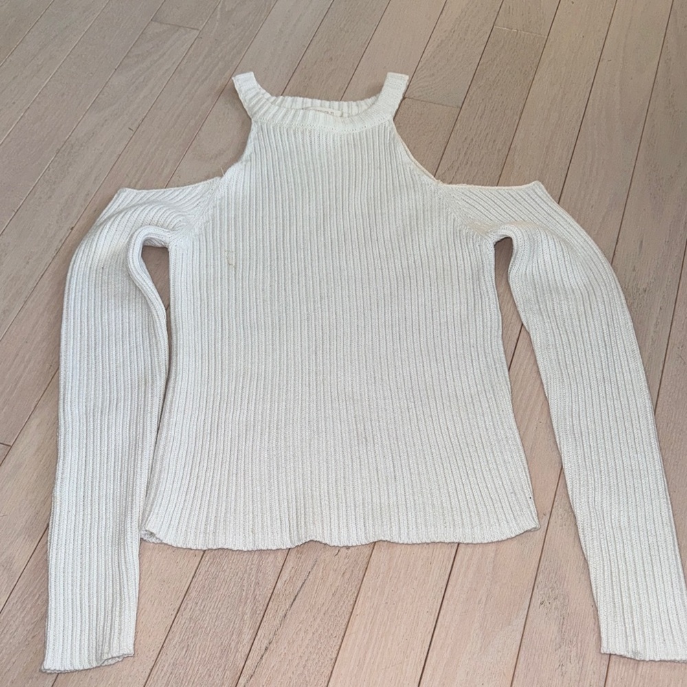 Forever 21 Off-Shoulder Ribbed Sweater in Cream